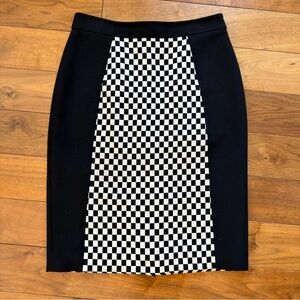 Halogen Pencil Skirt Black White Colorblock Checker Print Size 2